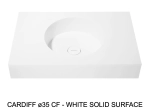 Plan vasque lavabo circulaire ⦰ 35 cm sur mesure Largeur 50 à 201 x P 40 à 51 cm Finition lisse 10 couleurs au choix, Anti bactérien Résine Akrytan® dans la masse Livraison Offerte.